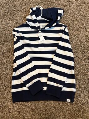 GAP boy’s Navy and White Striped Hoodie Sweater